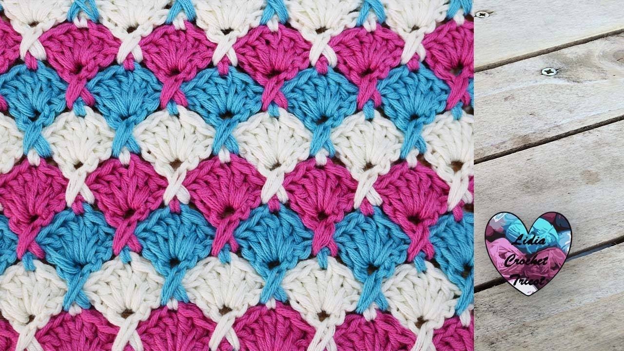 Point Éventails croisés super facile "Lidia Crochet Tricot"