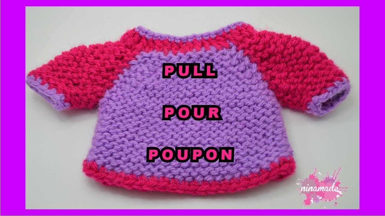 DIY. Pull Pour Poupon Avec 2 Aiguilles. Très Facile!!. Knit pullover For Doll. Very Easy!!
