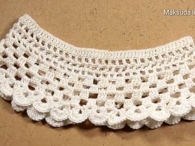 #15White Crochet collar,Crochet yoke,কুরুশের বেবি ফ্রক নেক ডিজাইন,Maksuda lima