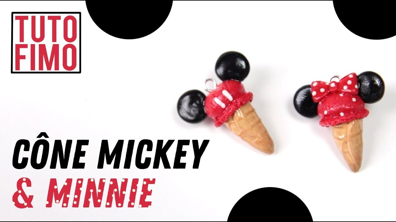 Polymer Clay Tutorial -  Ice Cream Cones Mickey & Minnie.Cônes de glace Mickey & Minnie