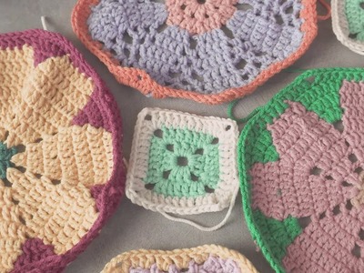 [코바늘]  빈티지 컬러의 플라워 매트 part 2. 사각형 ㅣ crochet vintage color flower motif mat part 2. (Square)