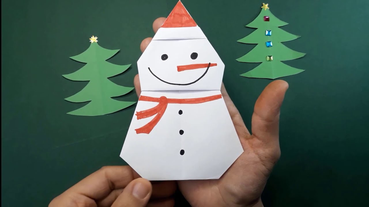 Comment faire un bonhomme de neige en origami, how to make an origami snowman