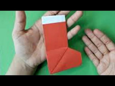 Chaussette du père noël en origami, déco Noël. how to make  Santa's sock