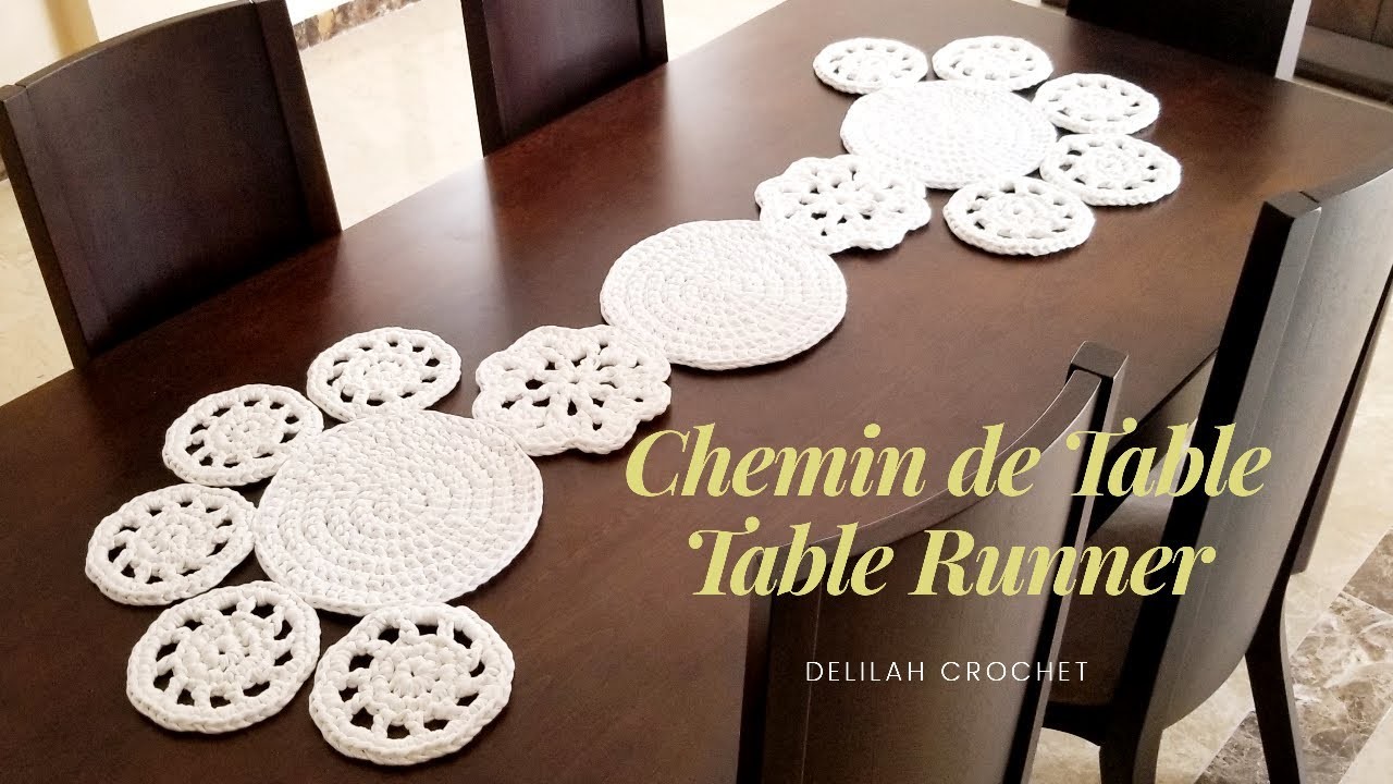 Chemin de table napperon au crochet et trapilho | Elegant Crochet Table Runner Place mat