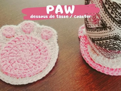 Dessous de tasse ou verre patte de chat au crochet | Cute and Easy Crochet Paw Coaster
