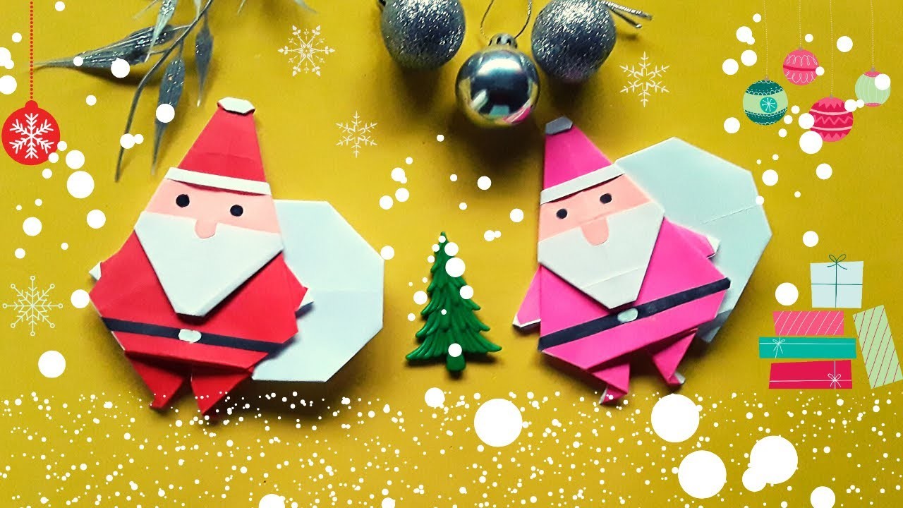ORIGAMI Père Noël ???? en papier facile et super mignon pour enfant ☃️