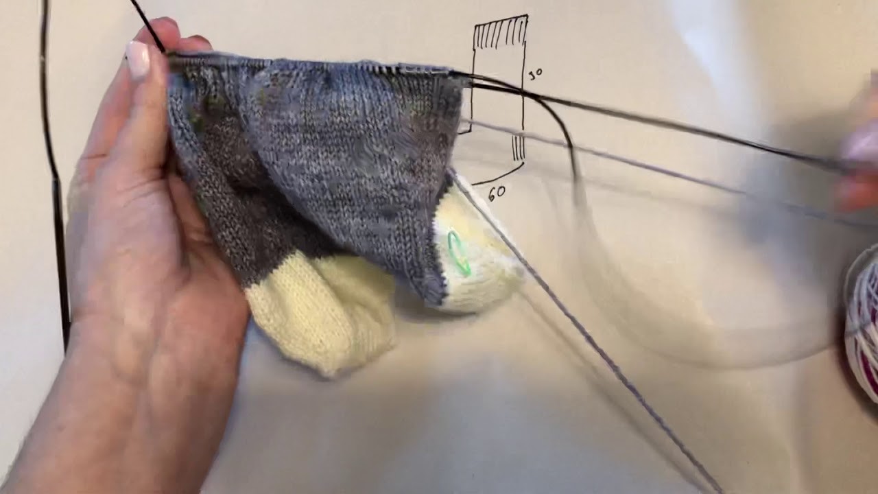 Tricoter 2 bas en même temps en toes-up (2ème partie) LE GOUSSET