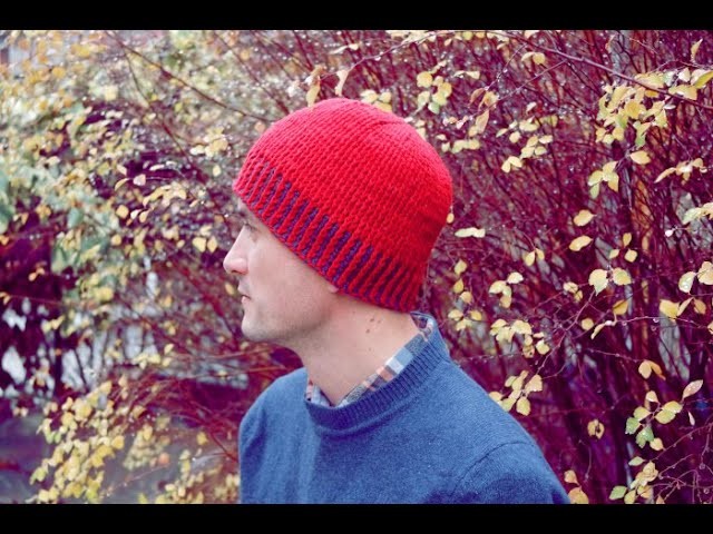 Bonnet homme au crochet façon jersey 2