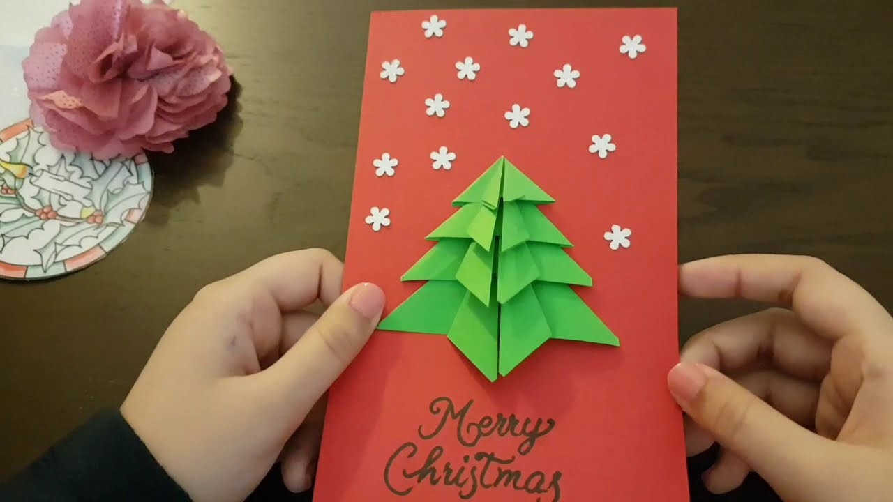 #Origami#christmasgreetingcard#cartesapin   Carte sapin de Noël DIY.Christmas greeting card