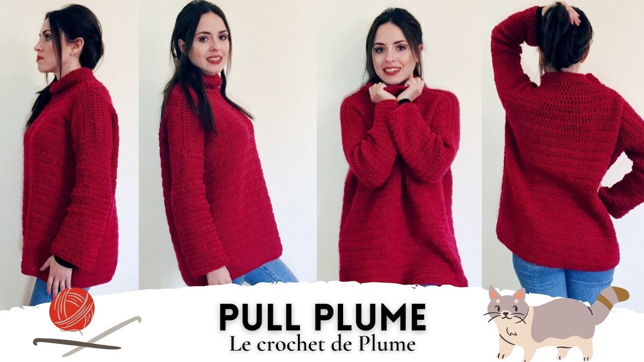 Pull Plume au Crochet - Tuto en français facile - Explications toutes tailles
