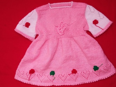 Robe facile  enfant  au tricot avec motif de cœur.robe enfant au tricot ❤️  de 12 à 18 mois 01