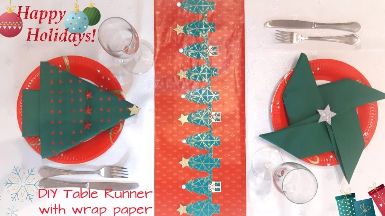 DIY Déco de table de Noël | Chemin de table en papier cadeau | Très facile | Scrapbookingbysissi