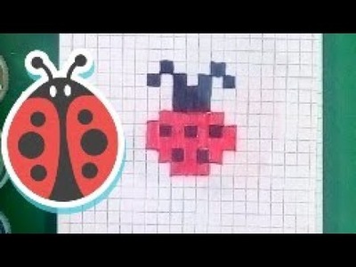 Pixel art : comment dessiner une coccinelle et un cadeaux de noël pour les enfants facilement