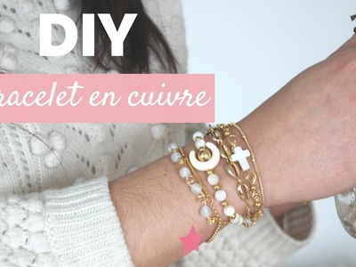 DIY | Bracelet avec du fil de cuivre et perles dorées