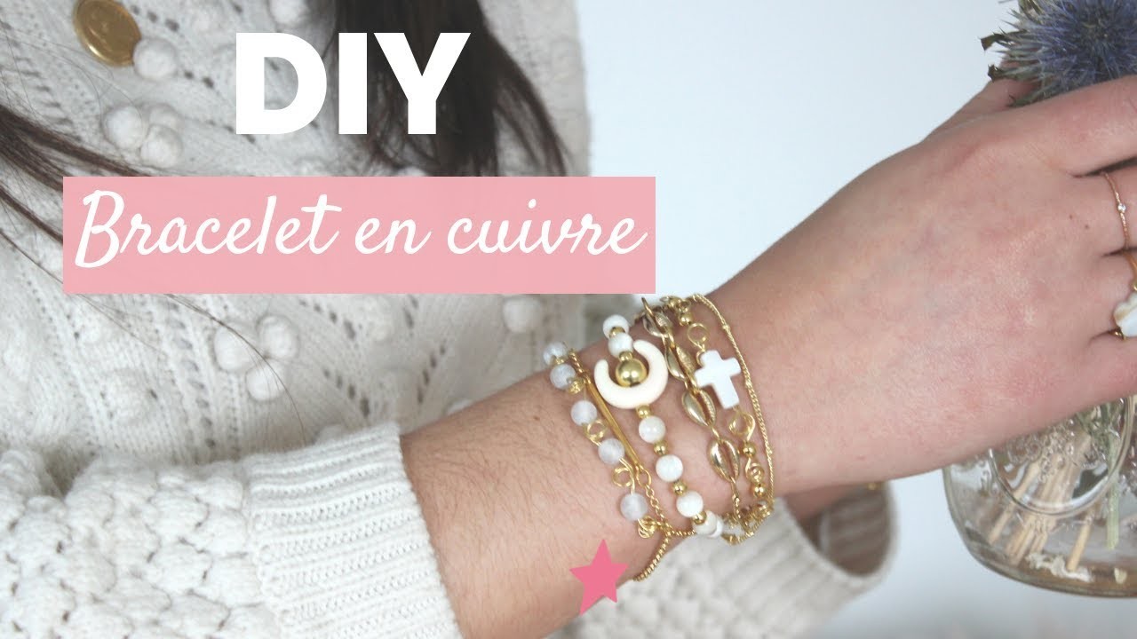 DIY | Bracelet avec du fil de cuivre et perles dorées