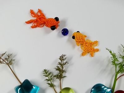 DIY ★ Macrame tutorial: 3D golden fish key chain ★ Tutoriel poisson rouge macramé