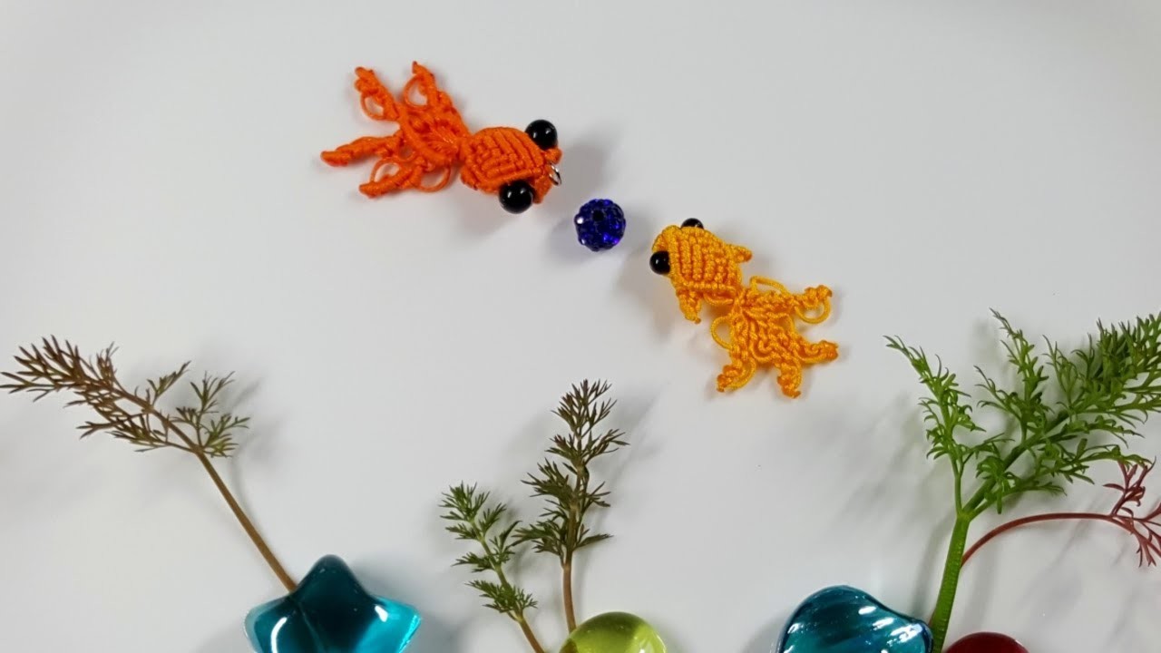 DIY ★ Macrame tutorial: 3D golden fish key chain ★ Tutoriel poisson rouge macramé