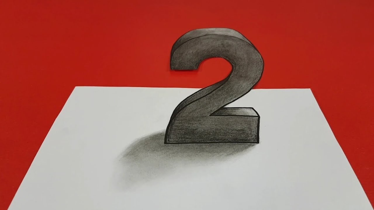 Comment dessiner chiffre 2 en 3d , illusion d'optique