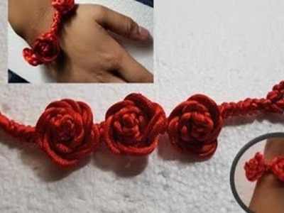 Macrame Rose Bracelet | DIY Macramé Flowers | Handmade Bracelet Tutorial | 手编玫瑰手链教程