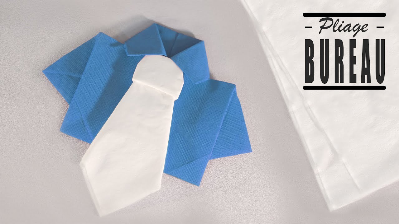 Pliage de serviette Noel: Chemisette Cravate Bureau