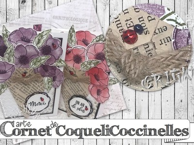 Vidéo-Tuto "Carte * Cornet de CoqueliCoccinelles * Origami" par Coul'Heure Papier