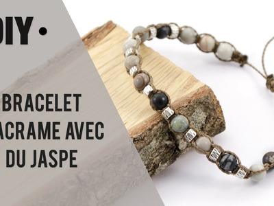 DIY | Bracelet Macramé pour homme ou femme avec perles en pierre Jaspe Picasso