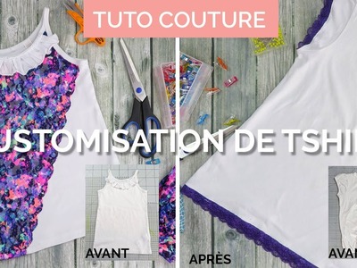 2 idées pour customiser un tee shirt blanc | TUTO COUTURE | DEFI RECYCLAGE AVEC ARTESANE