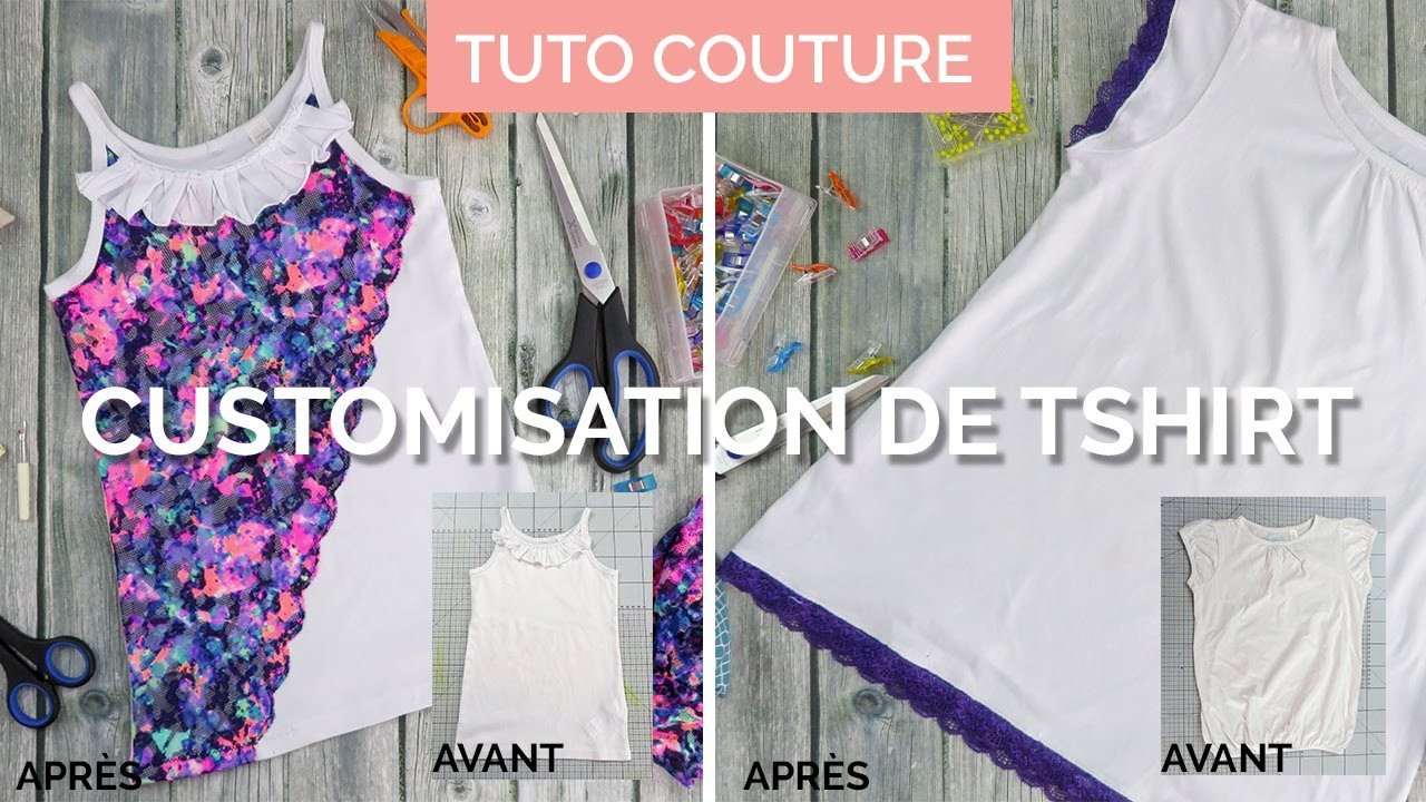 2 idées pour customiser un tee shirt blanc | TUTO COUTURE | DEFI RECYCLAGE AVEC ARTESANE