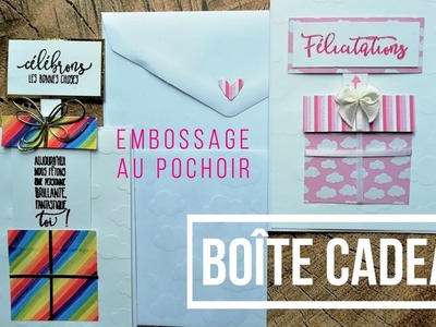 Scrapbooking Carterie tutoriels français – Cartes Interactive Boîte cadeau et embossage au pochoir!