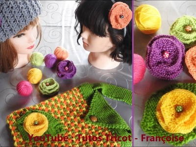 Tuto Tricot Tricoter une Fleur au point mousse facile ???????????? | Fleur aux aiguilles à tricoter facile