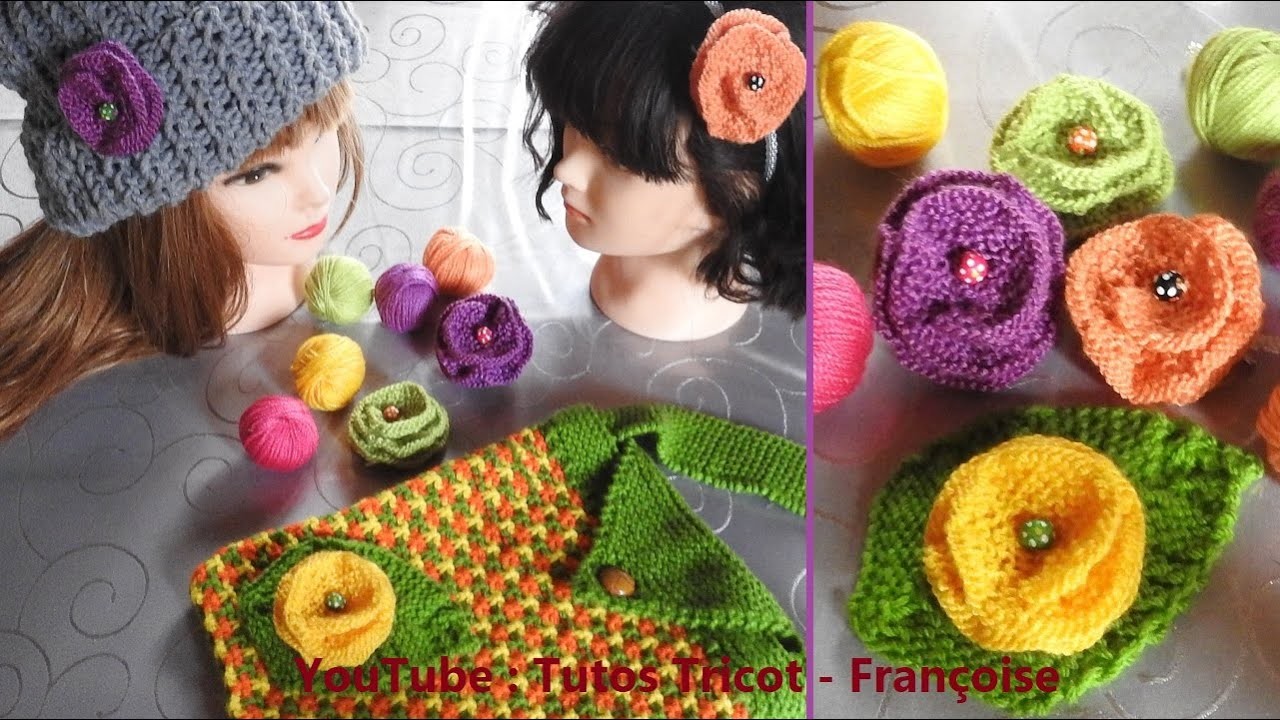 Tuto Tricot Tricoter une Fleur au point mousse facile ???????????? | Fleur aux aiguilles à tricoter facile