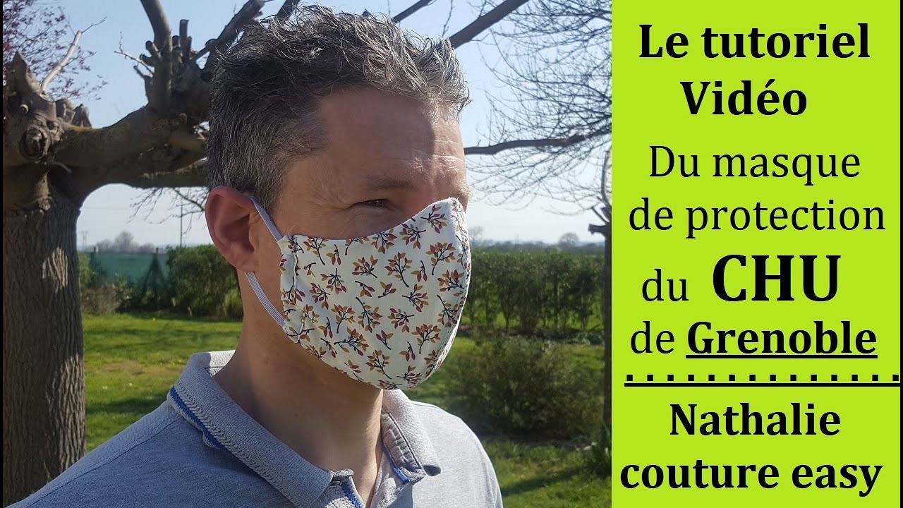 Le tutoriel du masque de protection du modèle du CHU de Grenoble.patron enfant, femme et homme