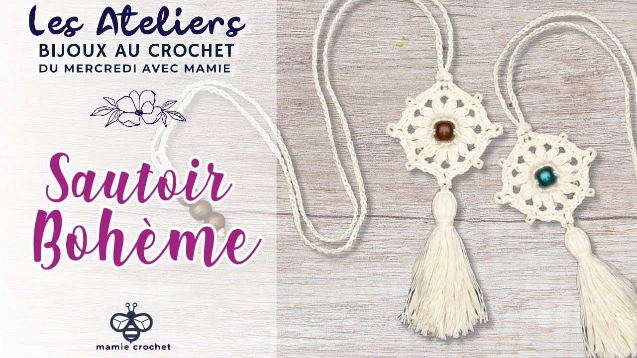 Comment faire un sautoir boheme facile au crochet , tuto pas à pas