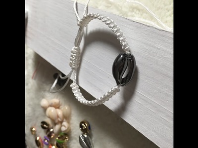 Bracelet tissé avec des coquillages, cauris, perles, DIY, TUTO 1.4