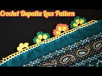 Crochet Dupatta Lace Pattern in Hindi.Urdu| Crosia Lace tutorial| Indian crochet patterns