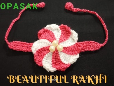 Handmade Crochet Rakhi 3, Crochet Friendship Band, Crochet Bracelet, Crochet Flower. राखी 3
