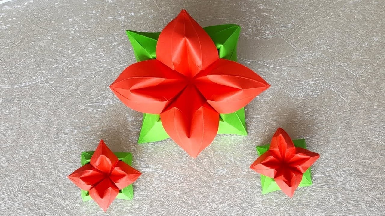 ★ Origami facile: Fleur de 4 pétales ★ Origami Flower: Flor de papel 4 Pétalos ★Xếp hoa giấy 4 cánh