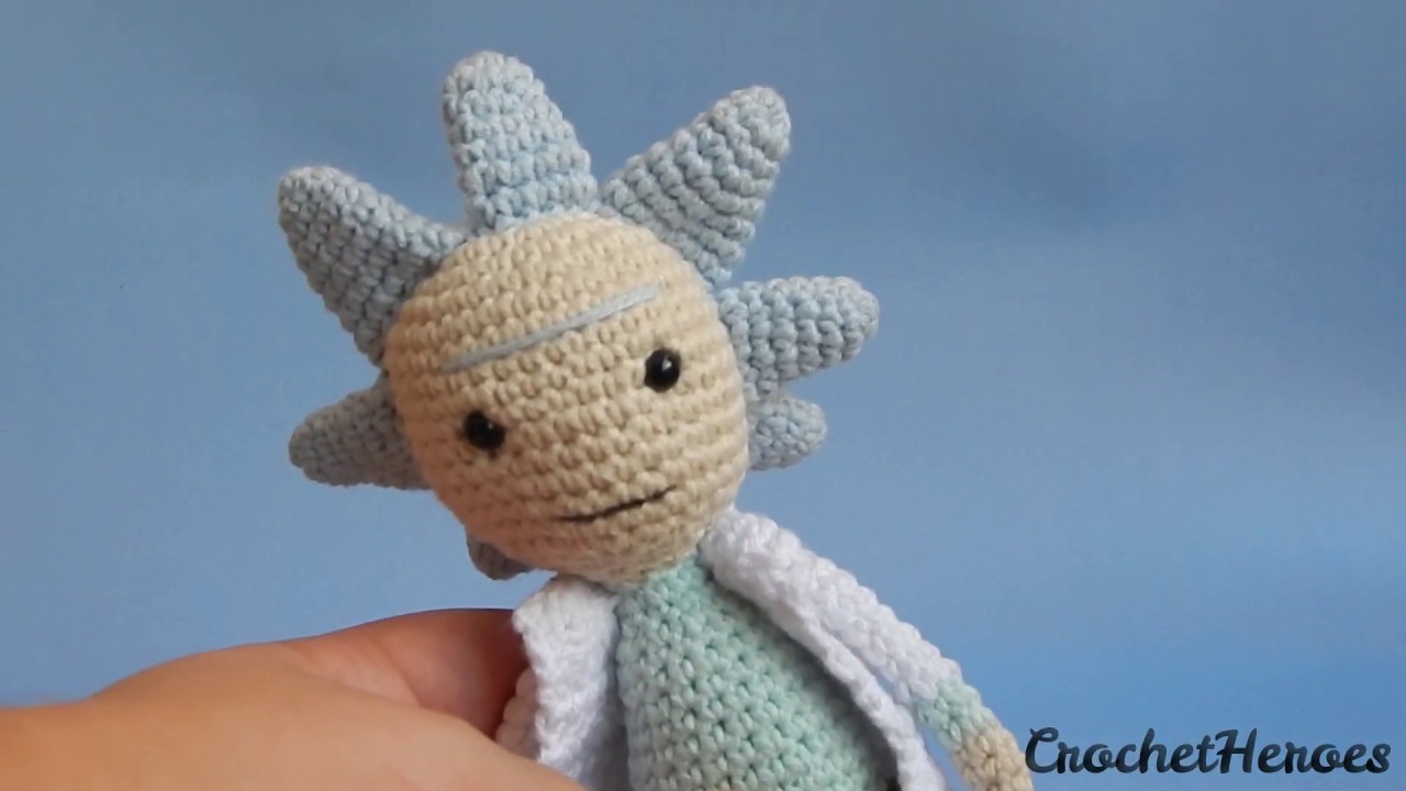 Rick Sanchez crochet doll, toy plush character.