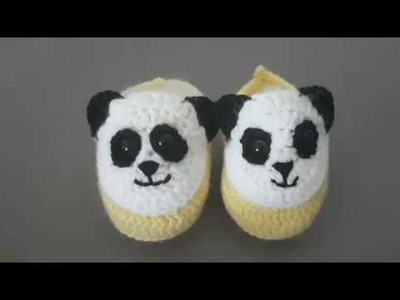 Tuto Crochet : Chaussons Panda 1 à 3.4 mois.
