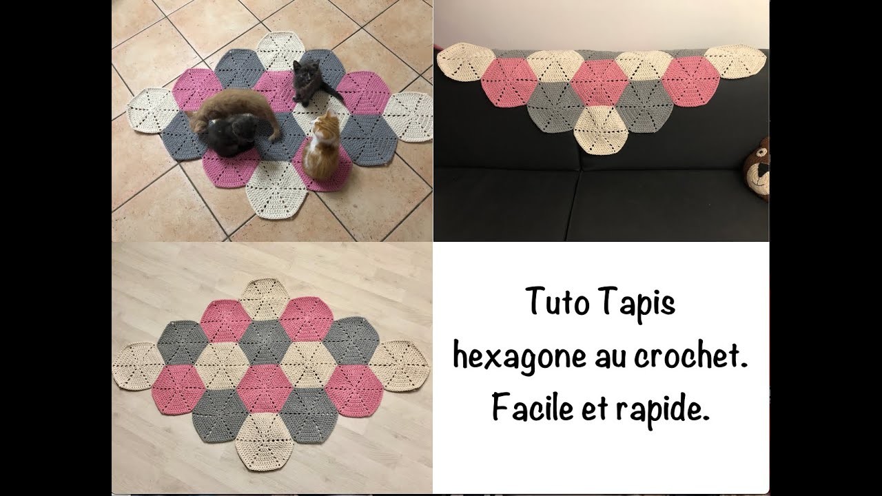 Tuto tapis, couverture hexagone au crochet