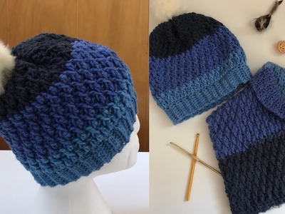 Bonnet : alpine stitch (crochet)