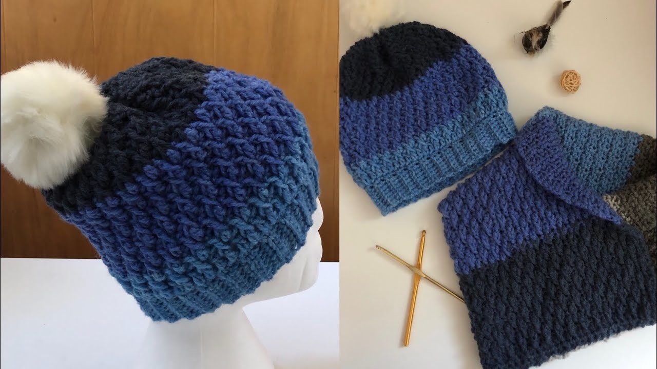 Bonnet : alpine stitch (crochet)