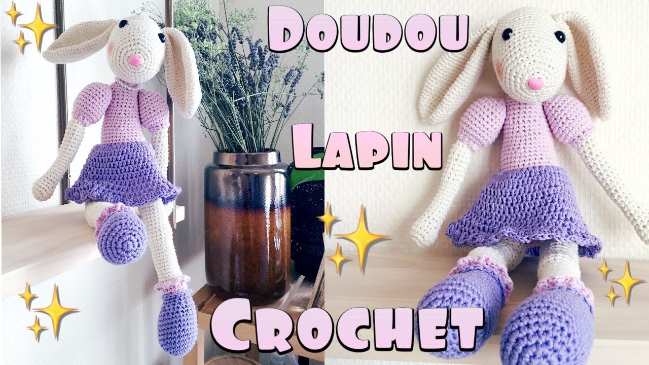 Doudou Lapin au Crochet - Amigurumi 40 CM - Tuto personnage Animaux Peluche en français - Fiche