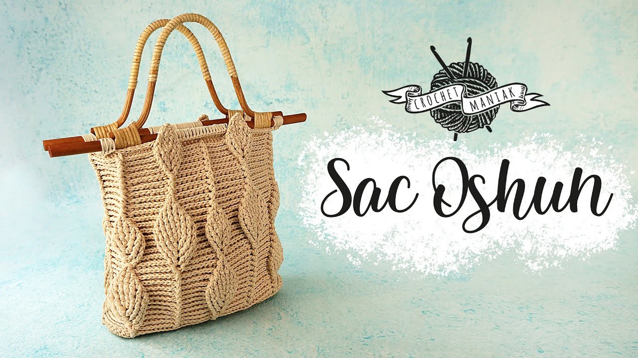 CROCHET SAC EN POINT EN RELIEF 3D FEUILLE AVEC LE PAS A PAS FACILE
