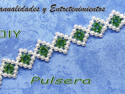DIY - Pulsera rombos de perlas - Diamond pearl bracelet - سوار من اللؤلؤ الماسي