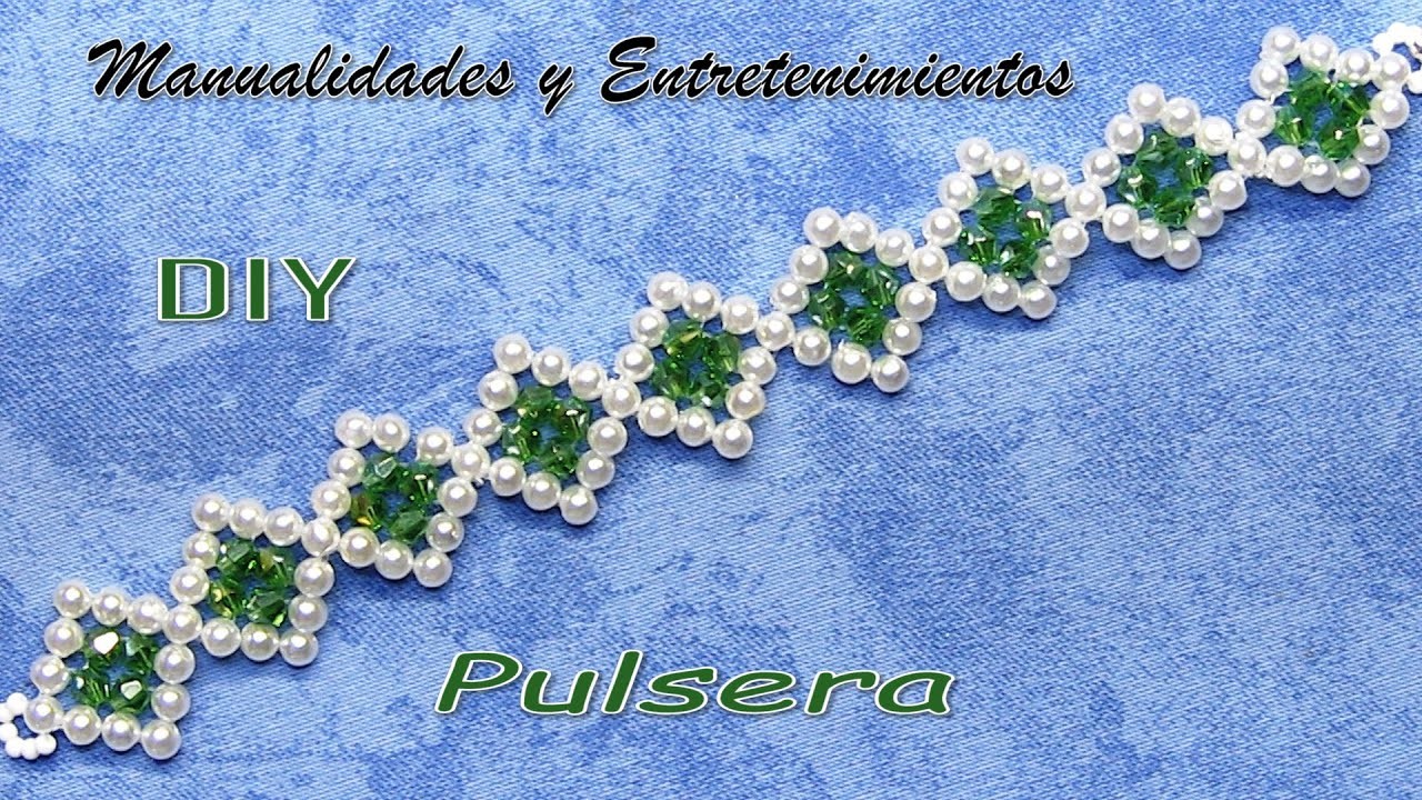 DIY - Pulsera rombos de perlas - Diamond pearl bracelet - سوار من اللؤلؤ الماسي