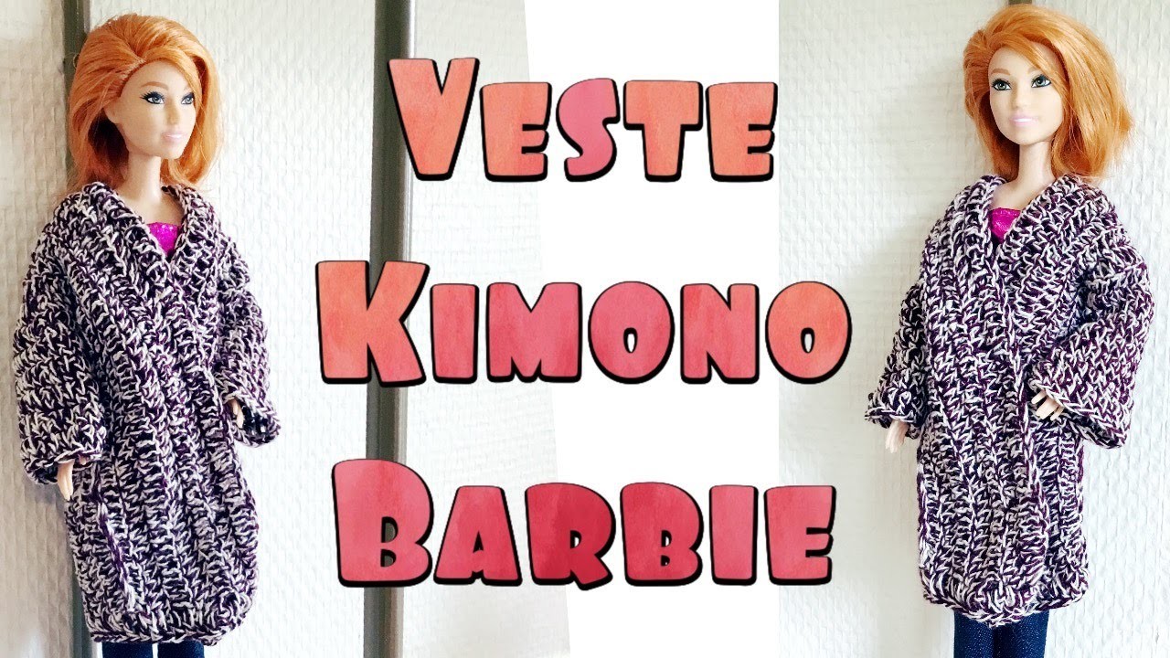 Veste Kimono Poupée Barbie au Crochet -Tuto français facile - Modèle Patron Fiche Explications