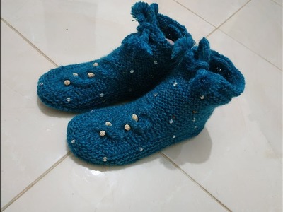 طريقة صنع جوارب بالصوف والقضبان chaussette الجزء التاني    Easy knitting slippers