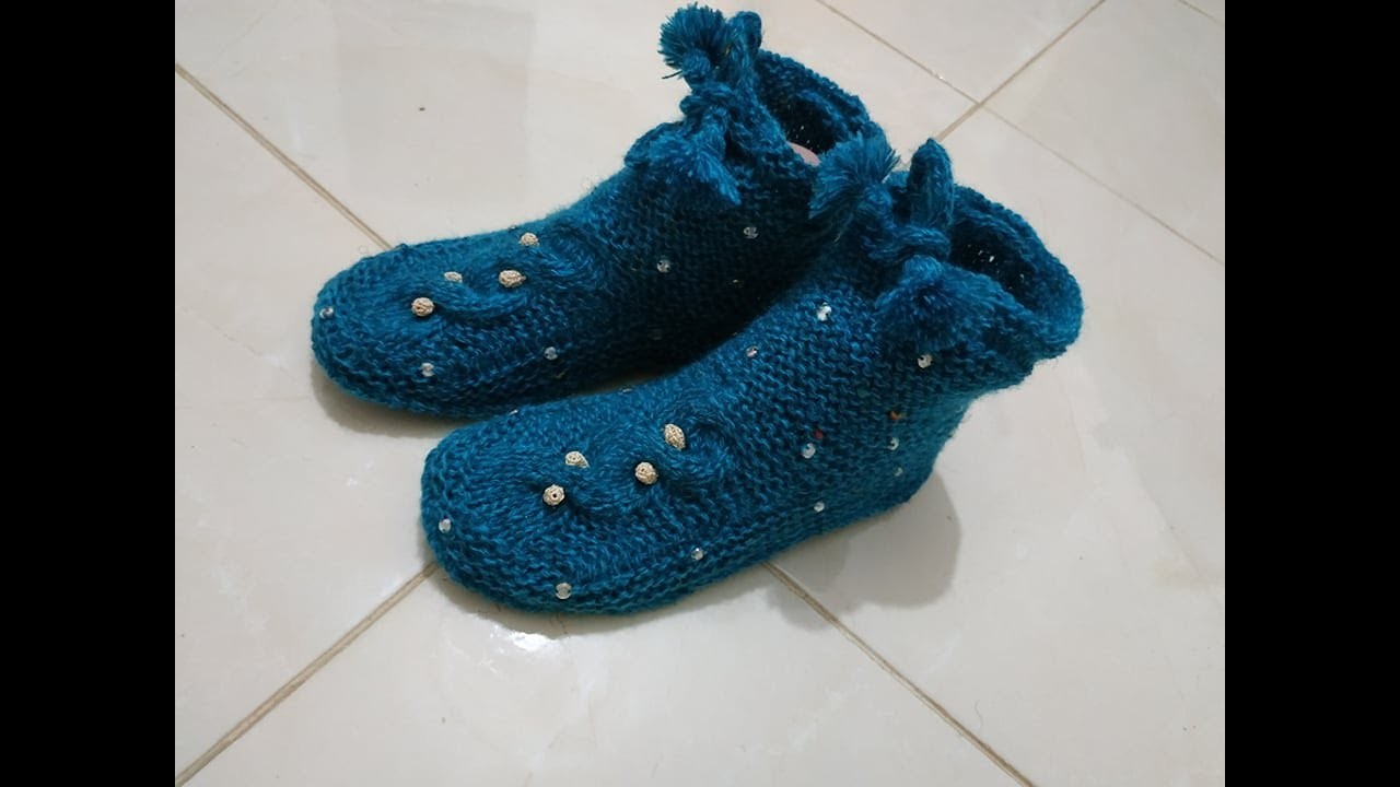 طريقة صنع جوارب بالصوف والقضبان chaussette الجزء التاني    Easy knitting slippers