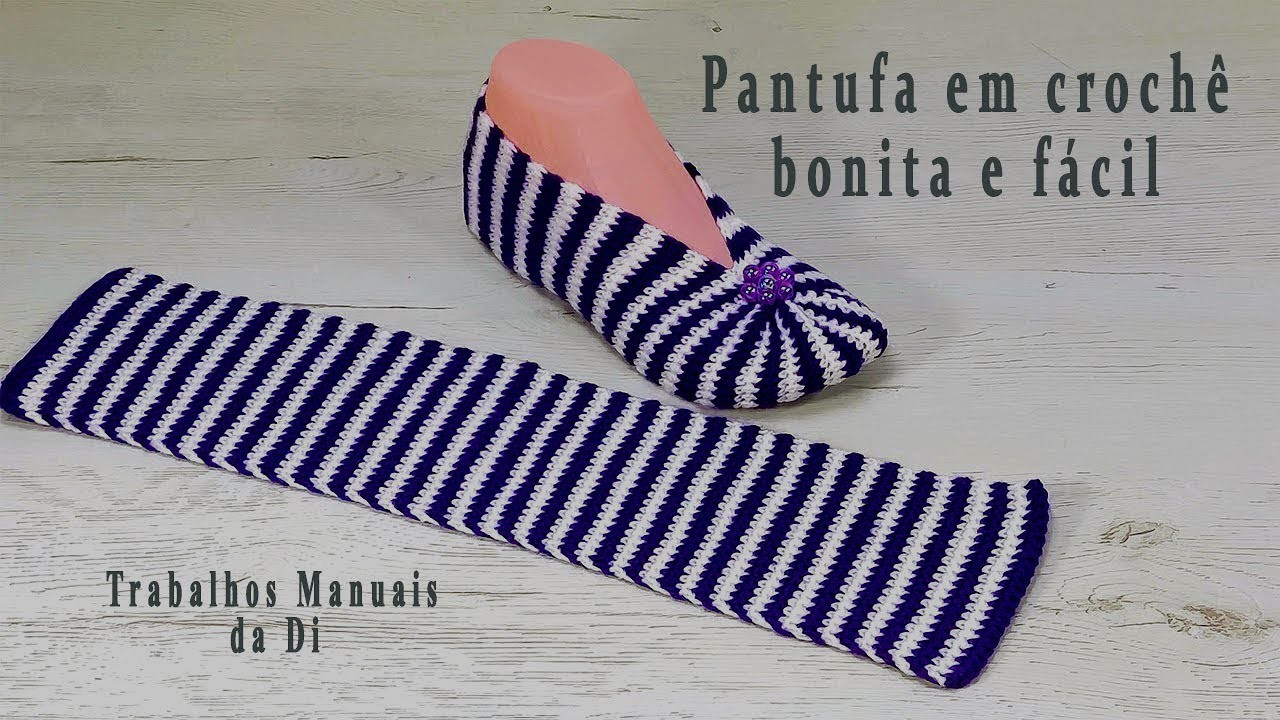 Pantufa em crochê bonita e fácil